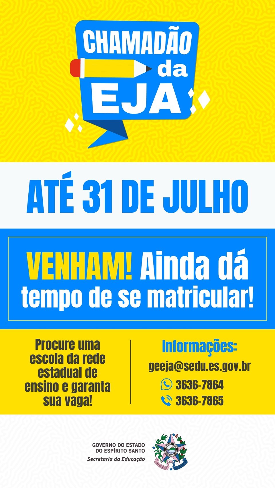 Leia mais sobre o artigo Sedu inicia ‘Chamadão da EJA’ nesta segunda-feira (21)